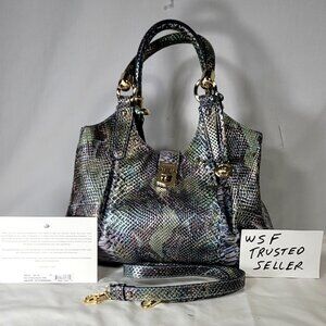 VINTAGE BRAHMIN MOONSTONE SEVILLE ELISA LEATHER SNAKESKIN SHOULDER BAG/PURSE-EUC